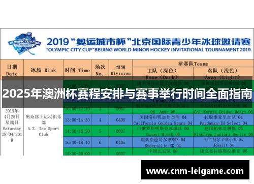 2025年澳洲杯赛程安排与赛事举行时间全面指南 2025年澳洲杯赛程安排与赛事举行时间全面指南